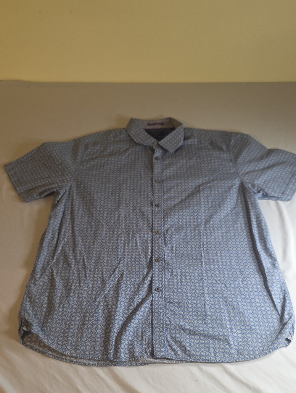 Ted Baker Light Blue Short-Sleeve Printed Button-Down Shirt Size 5